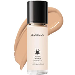 CARSLAN Lasting Moisture Foundation, 24H Longlasting Medium Coverage Dewy Finish Face Makeup, Poreless, Lightweight, Hydrating Liquid Foundation - 1.06 Fl Oz (Pack of 1)