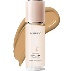 CARSLAN Lasting Moisture Foundation, 24H Longlasting Medium Coverage Dewy Finish Face Makeup, Poreless, Lightweight, Hydrating Liquid Foundation - 1.06 Fl Oz (Pack of 1)
