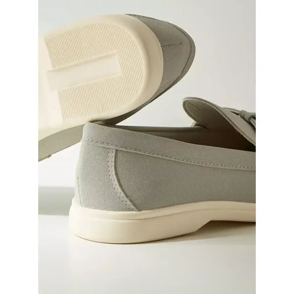 MAX FASHION Metal Accent Slip-On Loafers-Gray