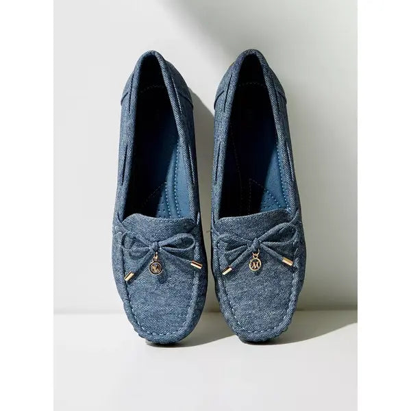 MAX FASHION Bow Accent Slip-On Loafers-Blue