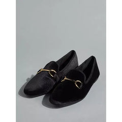 MAX FASHION Metal Accent Slip-On Shoes-Black