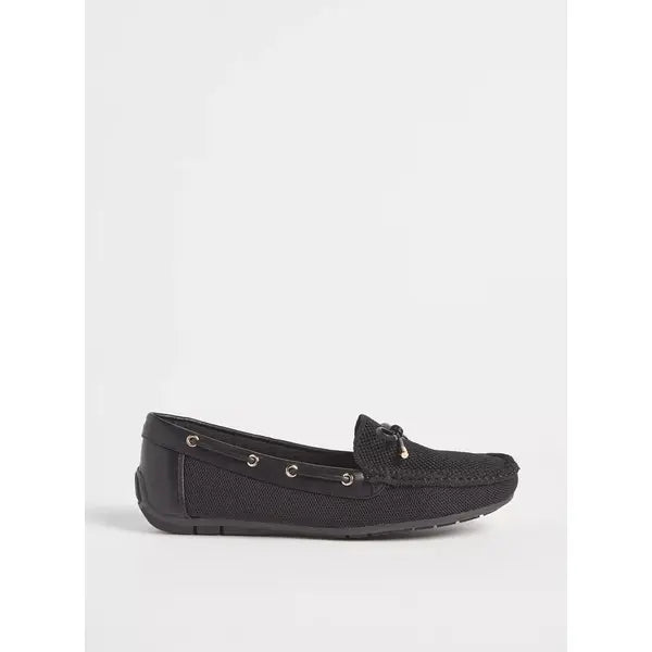 MAX FASHION Bow Accent Slip-On Loafers-Black