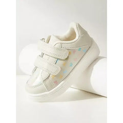 Butterfly Print Sneakers with Hook and Loop Closure cream