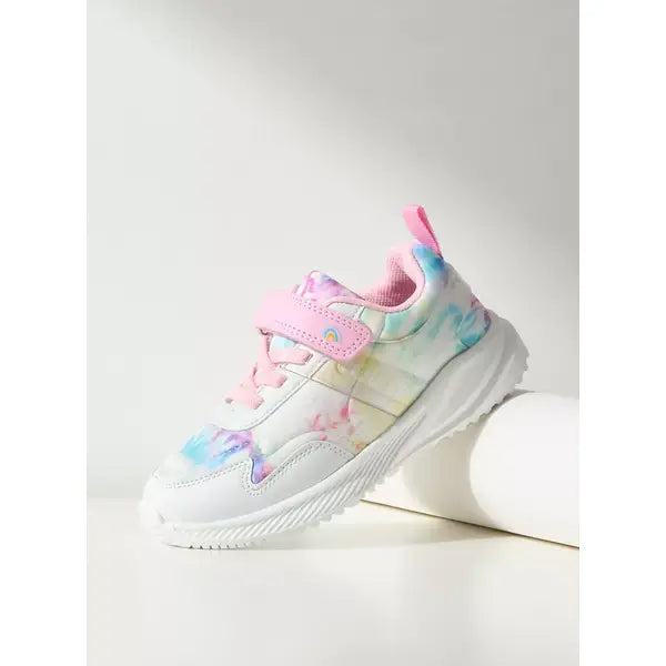 Tye Dye Print Sneakers with Hook and Loop Closure Multicolour