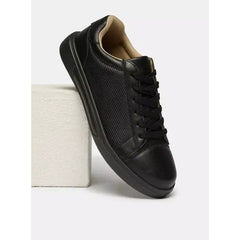 Textured Sneakers with Lace-Up Closure - Black