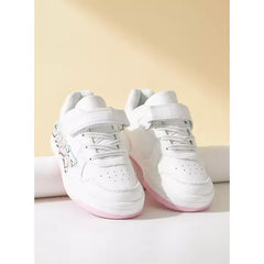 Graffiti Print Sneakers with Hook and Loop Closure White