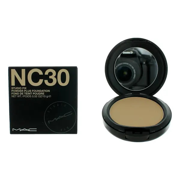 MAC COSMETICS STUDIO FOUNDATION 0.52 OZ NC30 MAC COSMETICS/STUDIO FIX POWDER PLUS FOUNDATION (NC30) .52 OZ (15 ML) GOLDEN OLIVE, GOLDEN UNDERTONE LIGHT-MED. SKIN (NEUTRAL-COOL)