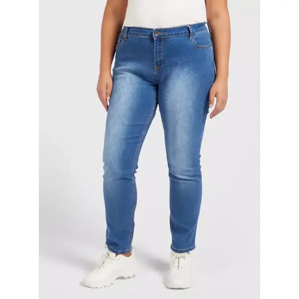MAX FASHION Skinny Fit Mid-Rise Jeans with Pocket Detail-Blue