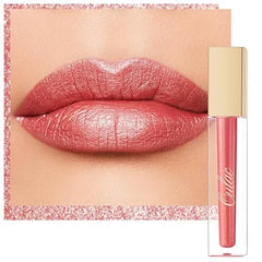Oulac Pink Nude Metallic Shine Lipstick for Women, Dual Use for Lips & Eyeshadow, Long Lasting Lip Gloss, Metallic Matte High Impact Lip Color