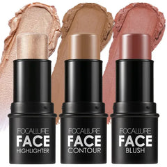 FOCALLURE 3 Pcs Cream Contour Sticks,Shades with Highlighter & Bronzer & Blush,Non-greasy Long-wear Face Contouring Pen,Easy to Sculpt the Face and Create a Lightweight Finishing Makeup