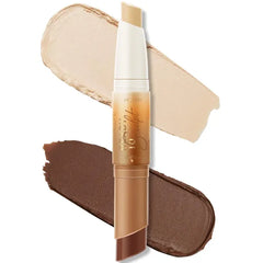 FOCALLURE 2 in 1 Cream Bronzer and Highlighter Stick,Non-greasy & Non-drying Contour Pencil,Easy to Create a Natural Matte Finishing,Long Lasting & Waterproof Face Brighten Make up Pen