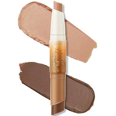 FOCALLURE 2 in 1 Cream Bronzer and Highlighter Stick,Non-greasy & Non-drying Contour Pencil,Easy to Create a Natural Matte Finishing,Long Lasting & Waterproof Face Brighten Make up Pen