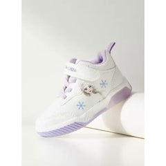 Frozen Print High-Top Sneakers with Hook and Loop Closure Purple