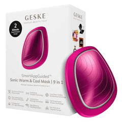 GESKE SmartAppGuided Sonic Warm & Cool Mask 9 in 1Beauty LED Face Mask Facial Glow Full Spectrum LED Light Best Face Massager Vibrating Mask Warm and Cold Skincare
