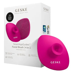 GESKE SmartAppGuided Facial Brush 4 in 1 Professional Facial Cleansing Brush with Handle Skin Cleansing Soft Silicone Facial Brush Routine Skincare Gentle Cleansing Facial Cleanser