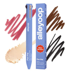 Alleyoop Pen Pal 4-in-1 Makeup Pen - Comes with Eyeliner, Lip Liner, Highlighter Makeup & Eyebrow Pencils for Women - Portable, Touch-Up On the Go - Cruelty-Free, Vegan