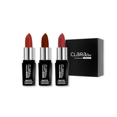 Claraline Matte Lipstick Makeup Set for Women, 3 Pcs, Fashionable Colors, Paraben Free, Non-Sticky, Long Lasting Wear, Gift Set