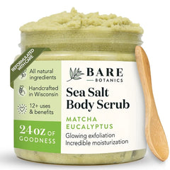 Bare Botanics All-Natural Body Scrub 24 oz – Sea Salt & Himalayan Salt Exfoliator with Skin-Loving Moisturizers