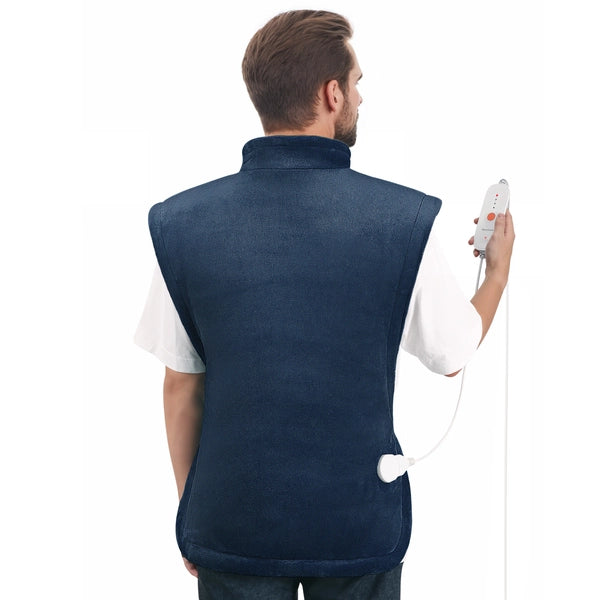 MaxKare Extra Large Flannel Heating Pad 24" x 40" With 4 Heat Settings & Auto Shutoff for Full Body Stress Relief - Navy Blue