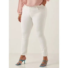 MAX FASHION Full Length Skinny Mid-Rise Plain Jeans with Pocket Detail-White