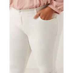 MAX FASHION Full Length Skinny Mid-Rise Plain Jeans with Pocket Detail-White
