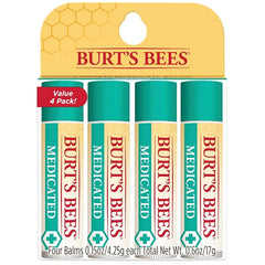 Burt's Bees Lip Balm Variety Pack Stocking Stuffers, Moisturizing Natural Lip Care Christmas Gifts for Dry Chapped Lips – Medicated Menthol Eucalyptus, Shea + Aloe Hydration, Ultra Conditioning with Shea Cocoa Kokum Butter, 100% Natural Origin (4-Pack)