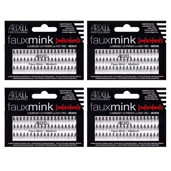 Ardell Faux Mink False Eyelashes, Individual Lashes Short, Black - Natural Look DIY Lash Clusters, Eyelash Extensions, 4 Pack