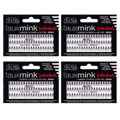 Ardell Faux Mink False Eyelashes, Individual Lashes Short, Black - Natural Look DIY Lash Clusters, Eyelash Extensions, 4 Pack