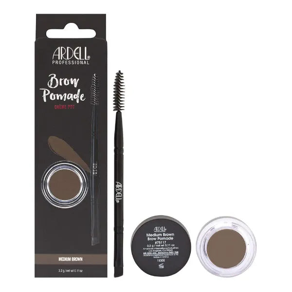 Ardell Brow Pomade - Smudge-Proof Long-Lasting Eyebrow Makeup, with Dual-Ended Precision Brush and Spoolie for Defined and Natural Brows, 1 Pack