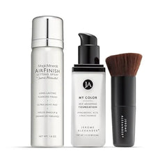 Jerome Alexander My Color 3PC Self Adjusting Full Coverage Foundation Makeup with Kabuki Brush and AirFinish Setting Spray