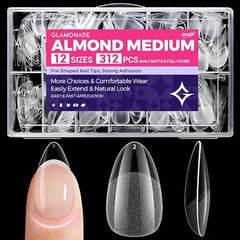 Glamonade Nail Tips Straight Tapered Square Extra Long Professional Half Cover Fake Nail for Acrylic Salons Home DIY