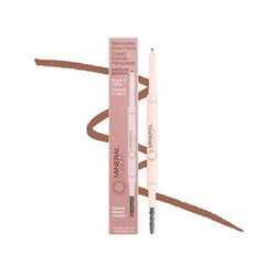 Mineral Fusion Retractable Brow Pencil - Shape & Define Eyebrow with Blending Spoolie Brush - Velvety Smooth & Natural Eye Makeup - Long-Lasting Color