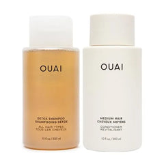 OUAI Detox Shampoo & Fine Hair Conditioner Bundle Clarifying Shampoo for Build Up, Dirt, Oil, Product and Hard Water & Volumizing Conditioner