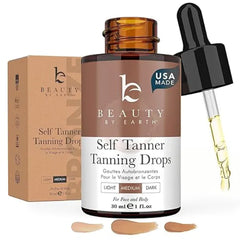 Beauty by Earth Self Tanning Drops for Face USA Made with Organic & Natural Ingredients Ultra Dark Face Tanning Drops to Add to Moisturizer, Self Tanner for Sunless Fake Tan & Natural Glow, Cruelty & Toxin Free