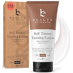 Beauty by Earth Self Tanner USA Made with Natural & Organic Ingredients Moisturizing Self Tanning Lotion with Aloe Vera & Coconut for a Natural Glow, Streak Free Fake Tan