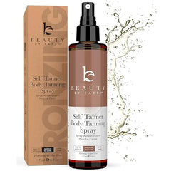 Beauty by Earth Self Tanner Spray USA Made with Natural & Organic Ingredients Fast Drying Spray Tan for Pale Skin, Non Toxic Gradual Tanning Spray, Sunless Tanning Water for Women & Men, Medium to Dark