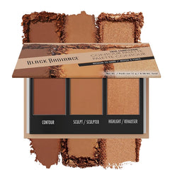 Black Radiance True Complexion Contour Palette – Light to Medium, Medium to Dark & Dark to Deep Shades | 3-Shade Sculpt, Highlight & Define Kit | 0.38 oz