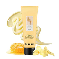 BANANAL Korean Dual Hair Pack for Smooth & Glossy Hair, Deep Conditioning Treatment with Rice Protein, Silk & Honey Extract, Dual Cream Formula for Dry, Damaged Hair