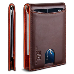 Serman Brands Money Clip Slim Wallet - RFID Blocking Minimalist Bifold for Men, Thin Front Pocket Design