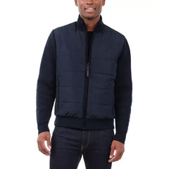 Men's Mixed-Media Knit-Sleeve Puffer Jacket