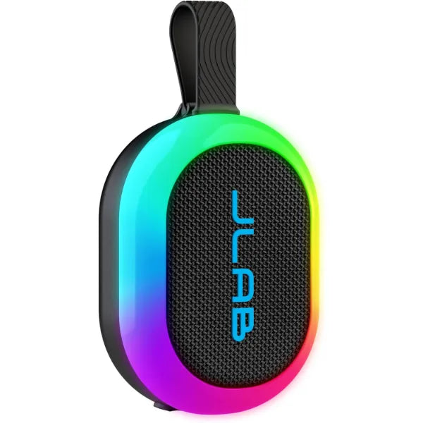 JLab Pop Party Portable Bluetooth Speaker – 8+ Hours Playtime, IP55 Waterproof, RGB LED Lights, Multi-Speaker Sync & App Control