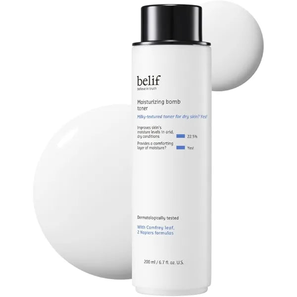 belif Moisturizing Bomb Hydrating Toner  Ceramide , Strengthens Skin Barrier, Soothing & Repair Serum Essence, Ultra Hydrating 2 in 1 Toner & Moisturizer, Korean Skincare, 5.07 Fl Oz