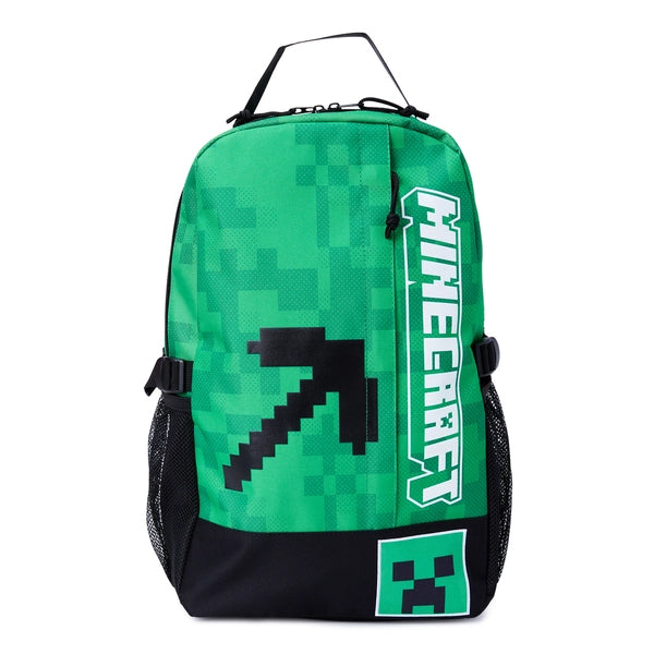 Minecraft Pickaxe Creeper Unisex 18" Laptop Backpack, Green Black