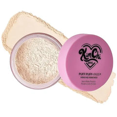 KimChiChic Beauty Puff Puff Pass Set and Bake Setting Powder for Makeup, Extra Fluffy Loose Face Powder Poof, Soft Natural Face Makeup for Uneven Skin Tone