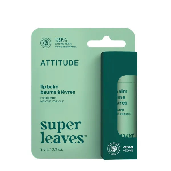 ATTITUDE Lip Balm, Natural Origin, Nourishes & Protects, Shea Butter, Coconut & Olive Oils, EWG Verified, For Dry Lips, Men and Women, Vegan - 0.3 Oz