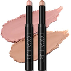 FOCALLURE 2 Pcs Cream Eyeshadow Stick,Brightener Eyeshadow Pencil Crayon,Highlighter Eye Shadow Stick Sets with Crease-proof Formula,Long Lasting Waterproof Eye Shadow Make Up