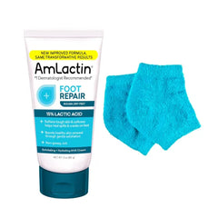 AmLactin Foot Repair Cream and Moisturizing Socks, Therapeutic Foot Cream for Dry Cracked Heels and Feet, No-Scrub Exfoliator & Moisturizer with 15% Lactic Acid AHA, 3 oz