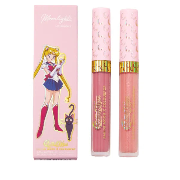 ColourPop x Sailor Moon Ultra Lip Set - High-Shine, Non-Sticky & Hydrating Pink Lip Gloss & Diffused Matte Lipstick Set with a Flexible Paddle Applicator