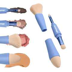 Alleyoop Vegan 4-in-1 Makeup Brush Set – All-in-One Travel Tool for Powder, Blending, Eyeshadow & Blush