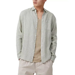 COTTON ON Men's Linen Long Sleeve Shirt